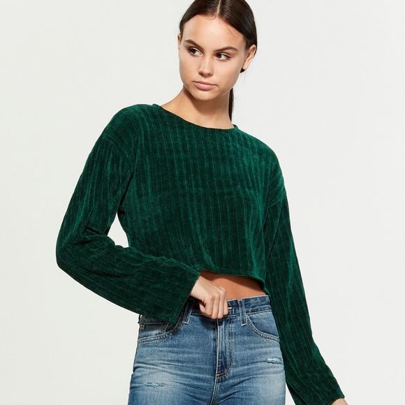Wild Honey Sweaters - Wild Honey Crew Neck Chenille Crop Sweater